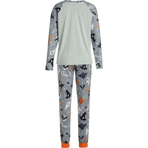 Parent-Children Halloween Loungewear Long-Sleeves Tops With Elastic Waist Pants Pajamas For Father Mother Kids Clothing Sets