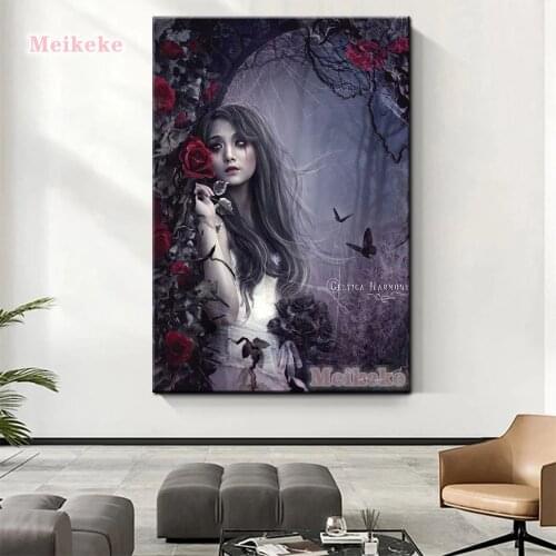 Dark black sad Rose girl picture 5D DIY Diamond Painting Full Square/Round Diamond Embroidery Home Decor Mosaic gift