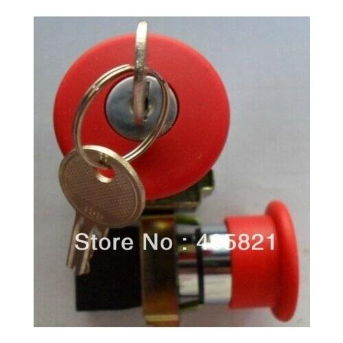 Red Emergency Stop Mushroom Push Button Switch Key Released 1N/C XB2BS142C Mushroomhead dia 40MM