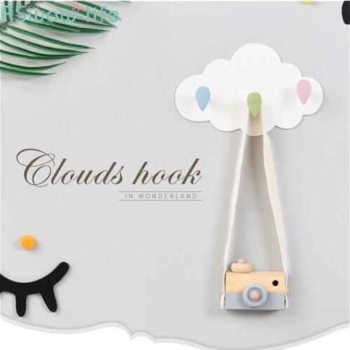 2Pcs Cloud Traceless Triple Hook Door Back Cabinet Bathroom Nail-Free Sticky Hook Cloud Plastic PP Traceless 3-Hook Bedroom