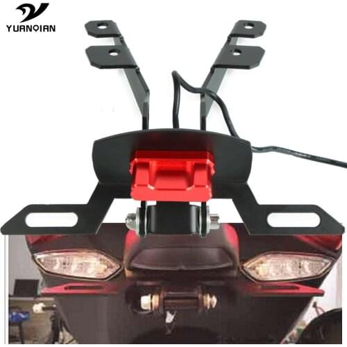 Motorcycle License Plate Bracket Holder With LED Light For YAMAHA T-MAX 530 TMAX 530 2017-2018 License Plate Holder Bracket