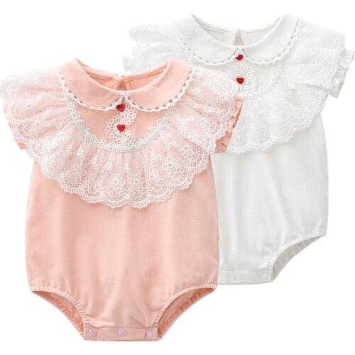 Summer female treasure lace package fart baby clothing lace collar doll triangle ha princess dress with short sleeves full moon