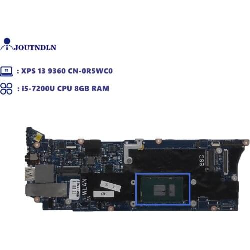 JOUTNDLN FOR DELL XPS 13 9360 Laptop Motherboard R5WC0 0R5WC0 CN-0R5WC0 W/ i5-7200U CPU 8GB RAM CAZ00 LA-D841P