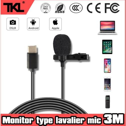 TKL Mini Lavalier Microphone Type-c Interface wired Lapel Microphone Suitable Android Voice Video Recording