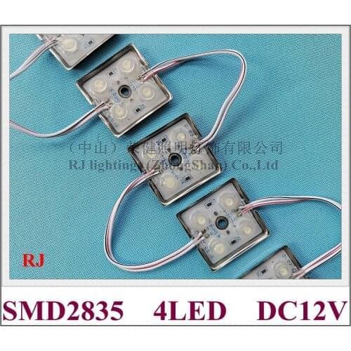 With lens LED light module SMD 2835 LED module for sign channel letter DC12V SMD2835 4 led 1.2W 120lm 38mm*38mm*8mm IP65