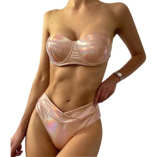 Mossha Sexy off shoulder bikini set 2021 High cut swimsuit womens swimming suit Knot underwired bathing suit Womens swimwear