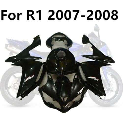Motorcycle for Yamaha R1 2007-2008 Full Fairing Kits YZF1000 07-08 Bodywork Injection Kit Cowling Shiny black classic