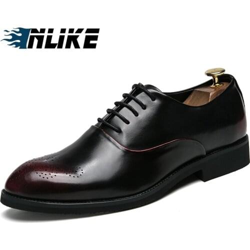 INLIKE Brand Luxury Pu Leather Men Formal Shoes Pointed Toe Top Quality Leather Oxford Men Dress Shoes