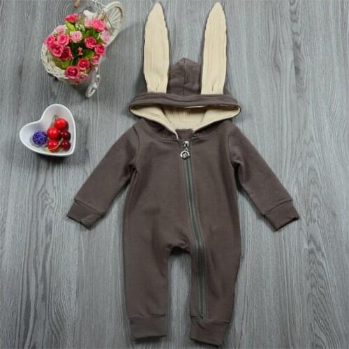 Autumn Spring Baby Boys Girls Clothes cute cartoon animals Big Rabbit Ear Hooded Long-sleeve Newborn Baby Romper cute Jumpsuit