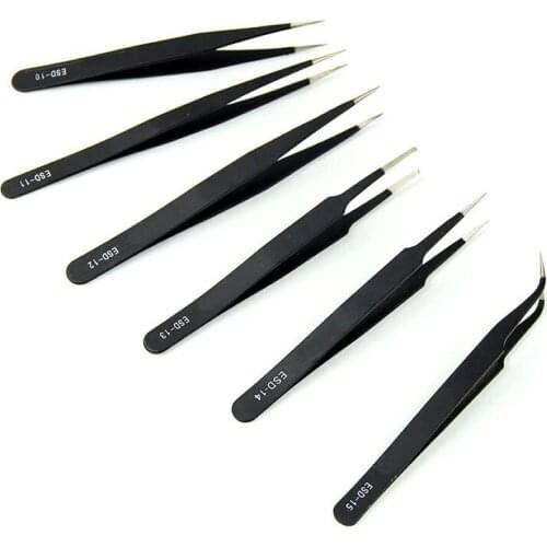 Eyebrow Tweezers 6pcs BGA Precision Tweezer Set Antistatic Tweezer Stainless Tweezers Makeup Tools 2018 Oct12