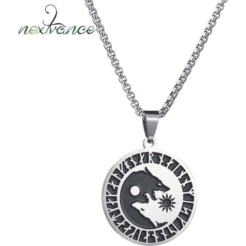 Nextvance Stainless Steel Yin Yang Wolf Sun Moon Vikings Pendant Solomon Pendants Necklace Fourth Pentacle of Jupiter Amulet