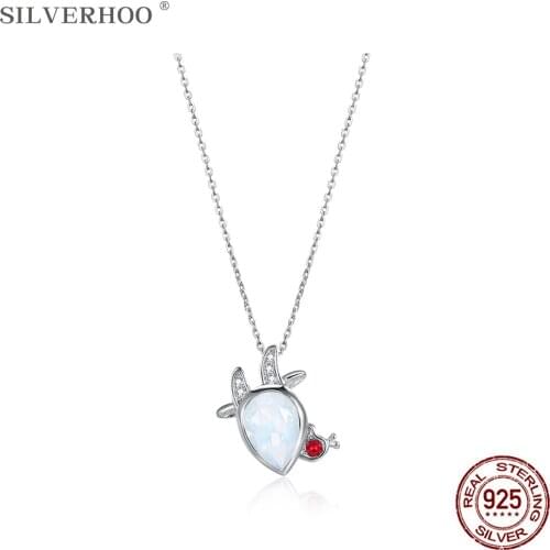 SILVERHOO 925 Silver Necklace For Women Enthusiastic Impulsive Aries Crystal Pendant Necklace Girl Birthdays Gift New Arrival