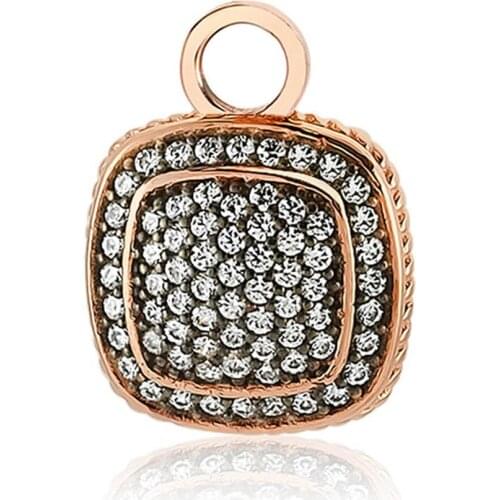 Valori Jewels Dark Shimmer, Zirconia White Gemstone, Rose Gold Plated, Sterling Silver Earring Charm