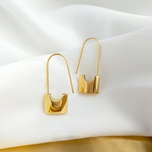 Wholesale Lock Earrings Long Hoop Earring Gold Color Small Loop Earrings For Women Rock Party Jewelry Brinco 2020 New Fashion