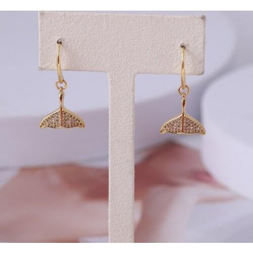 European and American fashion brand jewelry wholesale simple dolphin tail inlaid fishtail earrings for women