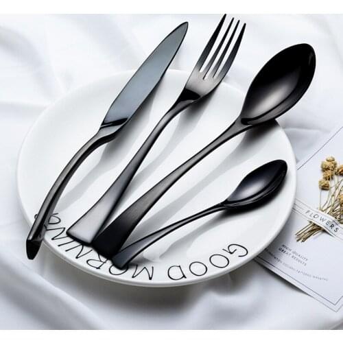 304 stainless steel cutlery cutlery set Hotel stainless steel Western tableware Titanium-plated black gold European and American