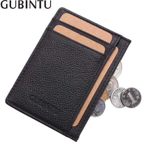 Super Thin 100% Cow Genuine Leather Black Credit Card Wallets Men Mini Card Holder Male Small Wallet Slim Man Card Cover Purse
