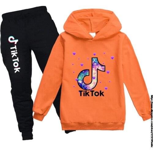 Tik Tok Spring Autumn Sweatshirt Pants Set Kid Cotton Sport Active Coat Set Hoodie Trousers Boy Girl Clothing Jacket Toddler