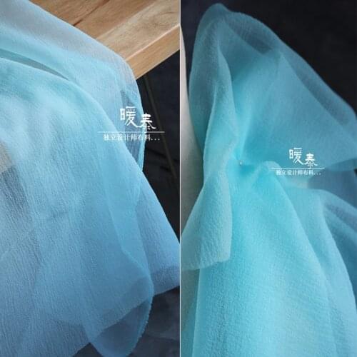 Crepe Tulle Fabric Sky blue Organza DIY Patchwork Scarf Veil Background Decor Fluffy Skirt Wedding Dress Fashion Designer Fabric