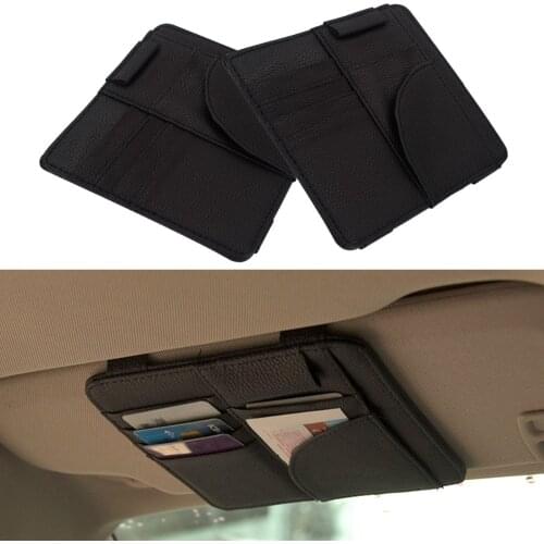 Universal Car Sunglasses Visor Clip Auto Sun Glasses Document Folder Multifunctional Credit Card Pen Holder Storage Black