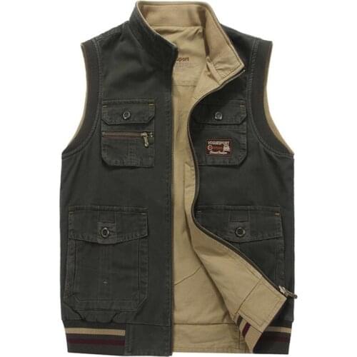 Hot Sale Plus 9XL Vest Man Cotton Double Sides Tactical Vest Many Pockets Sleeveless Jacket chalecos para hombre Coat Men