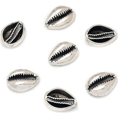 10pcs Bohemian Cowrie Conch Shell Connectors Charms Tibetan Silver Space Beads for Jewelry Making Diy Handicraft Accessories