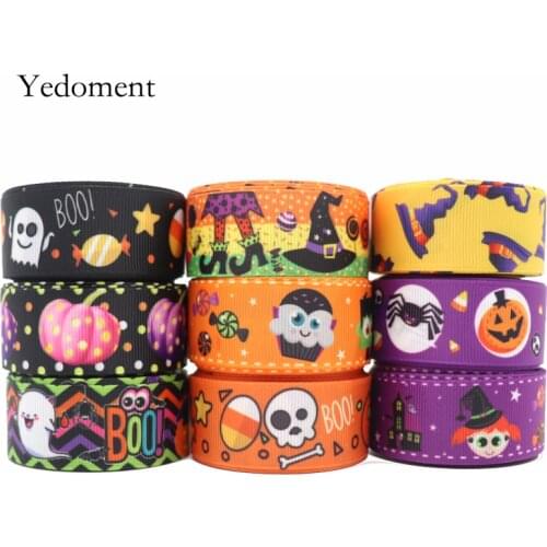 10 Yards 1'' 25MM Halloween Printed Grosgrain Ribbons For Hair Bows DIY Handmade Materials Y2020091806