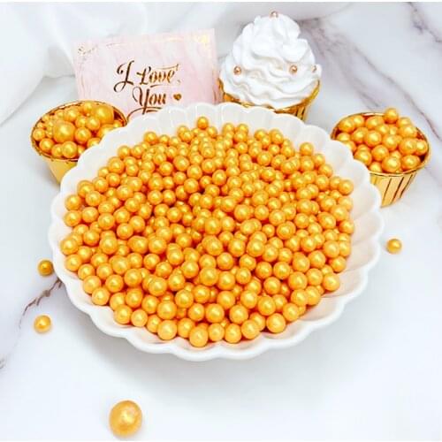 15g Edible Gold Beads Pearl Sugar Ball Fondant DIY Cake Baking Sprinkles Gold Ball Wedding Cake Decoration Free Shipping