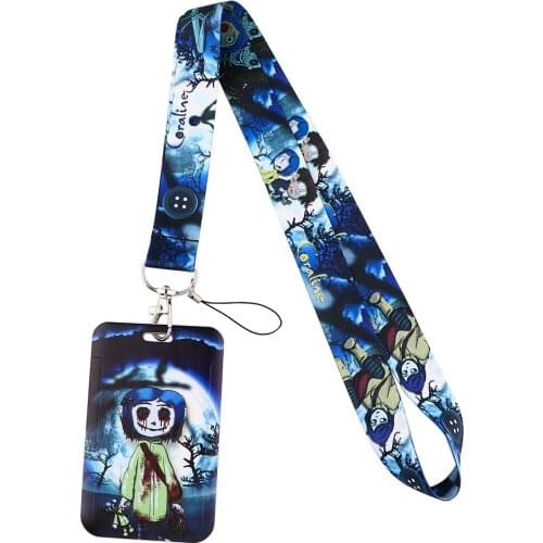 20pcs/lot G2243 Cartoon Horror Ghost Mother Neck Strap Lanyard for key Phone USB DIY Hang Rope With Card Holder
