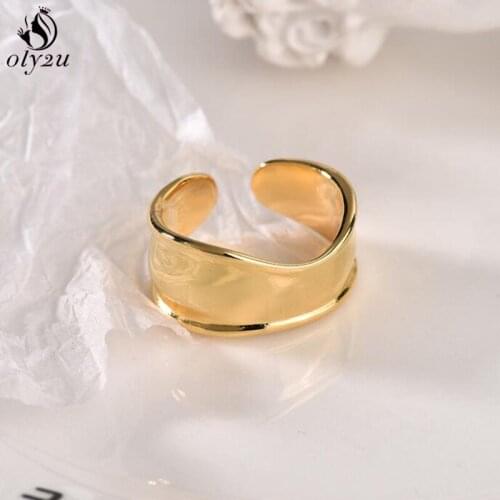 2021 New Punk Geometry Irregularity Wide Wave Ring for Women Girls Simple Open Rings Birthday Gifts Hip Hop Jewelry bague