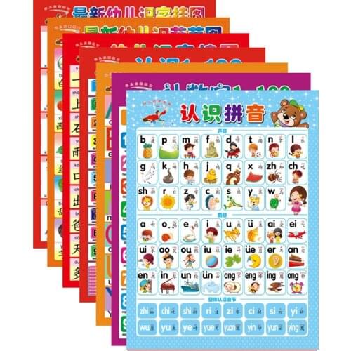 25 Pcs Chinese English Sight Words and Word Families Kids Educational Learning Posters Charts Classroom Organization Supplies