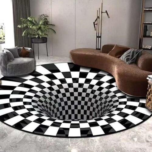 3D Vortex Illusion Rug Soft Nonslip Bedroom Carpet White Black Spiral Rug Round Living Room Doormat Mats Dropshipping