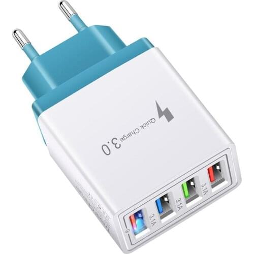 4 USB Port Colorful Charger Travel Charging Head Induction Charger USB Quick Mobile Phone Charger Phone Adapter