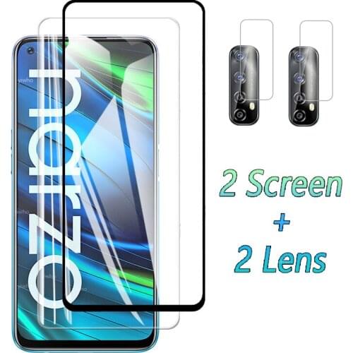 4 In 1 Glass Screen Protector for Realme Narzo 20 Pro Tempered Glass on For Oppo Realme Narzo 20 A Narzo20 20pro 20a Black HD