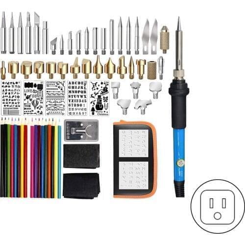 71Pcs 110V/220V 60W Soldering Iron set EU Wood Burning Pen Set Stencil Soldering Tips Tools Engraving Pyrography welding tool