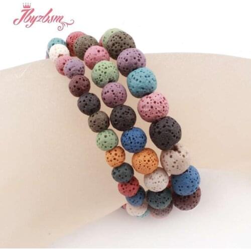 Natural Stone Bracelet AA Grade Lava Rock 100% Natural Round Stone Beads 6/8/10mm For Women Gift Fashion Jewerly Bracelet 7"