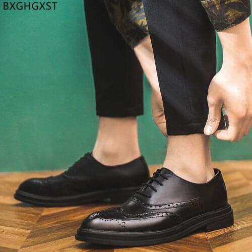 Brogue Men Dress Shoes Leather Oxfords Height Increase Shoes Men Fashion Office Shoes for Men 2021 Los Zapatos De Los Hombres