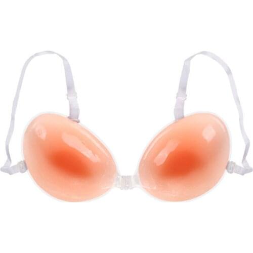 Thick Cup Massage Strapless Invisible Push Up gather bra Self Adhesive Silicone Sticky BH Backless Women with 2 Clear Straps