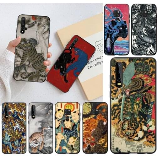 Japanese ukiyo-e Art Panther leopard Phone Case for Huawei P40 P30 P20 lite Pro Mate 20 Pro P Smart 2019 prime