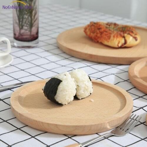 Wooden Baby Round Pastry Tray Dessert Plate Dishes Coasters Holder Mat #046