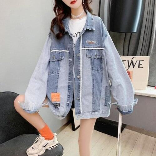 Loose Size Jeans Jacket With Thin Appearance Womens Medium Length Style Age Reducing Fried Street Spring Autumn Denim Jacket