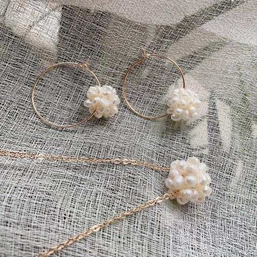 Elegant Real Natural Freshwater Pearl Pendant Necklaces for Women Hand Craft Flower Ball Baroque Pearl Necklaces Wedding Bridal