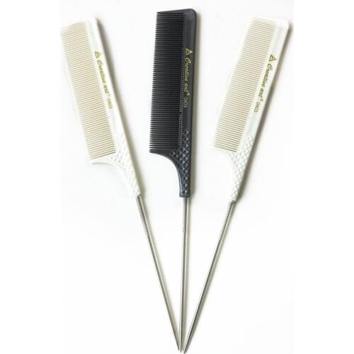 XUCHANG HARMONY 100 Pieces White OR Black Barbers Metal Pin Rat Tail Combs For Salon Styling Hairdressing