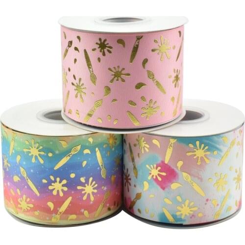 HSDRibbon 75mm 3inch hsd-design custom brush Pattern on Grosgrain Ribbon