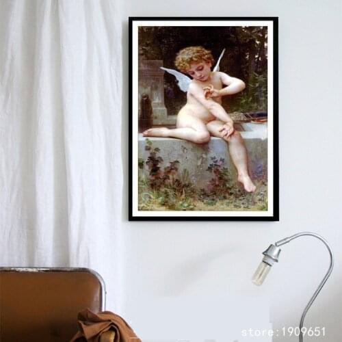 No frame classical religious figures wing angel boy canvas printings oil painting printed on cotton wall art decoration picture