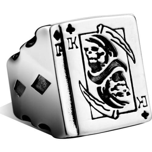 BUDROVKY Titanium Steel Sickle Death Ring Playing Cards Creative Ring Artificial Casting Titanium Steel Ring Can Be Customized J
