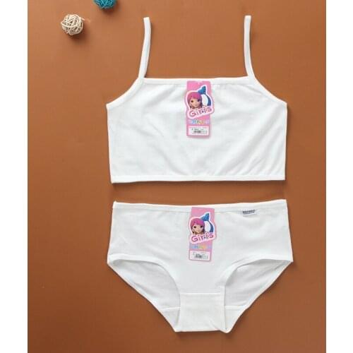 Bra And Panty Set Girls Teenage Training Cotton Bra + Panties Puberty Without Steel Ring Bra Underwear Set Sport 8-18 years old