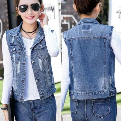 Spring and Autumn Denim Short Flow Vest Small Coat for Women