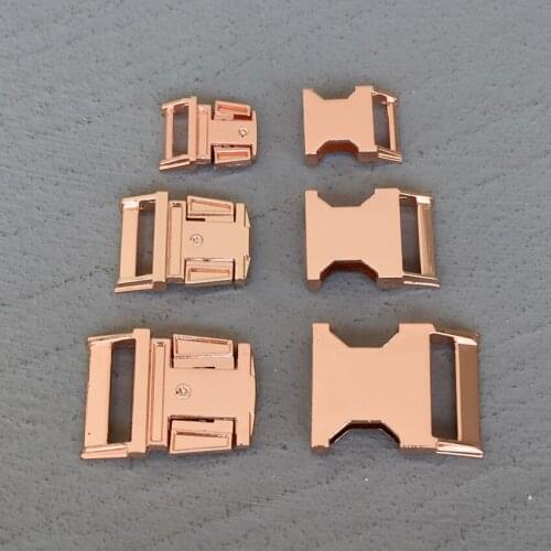 10 Pcs 15/20/25/30mm Rose Gold Metal Belt Buckle Side Release Curved Belt Buckle for Bag DIY Paracord Buckles Bracelet Trinket