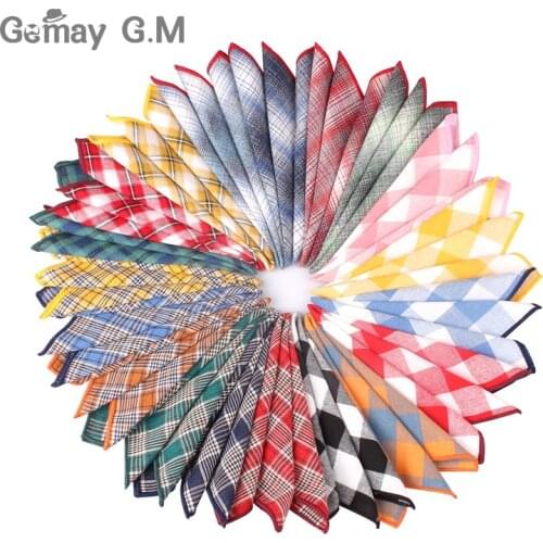 Fashion Cotton Pocket Square Mens Suits Hankies Plaid Handkerchiefs For Men Casual Square Handkerchief Towels For Party Scarves